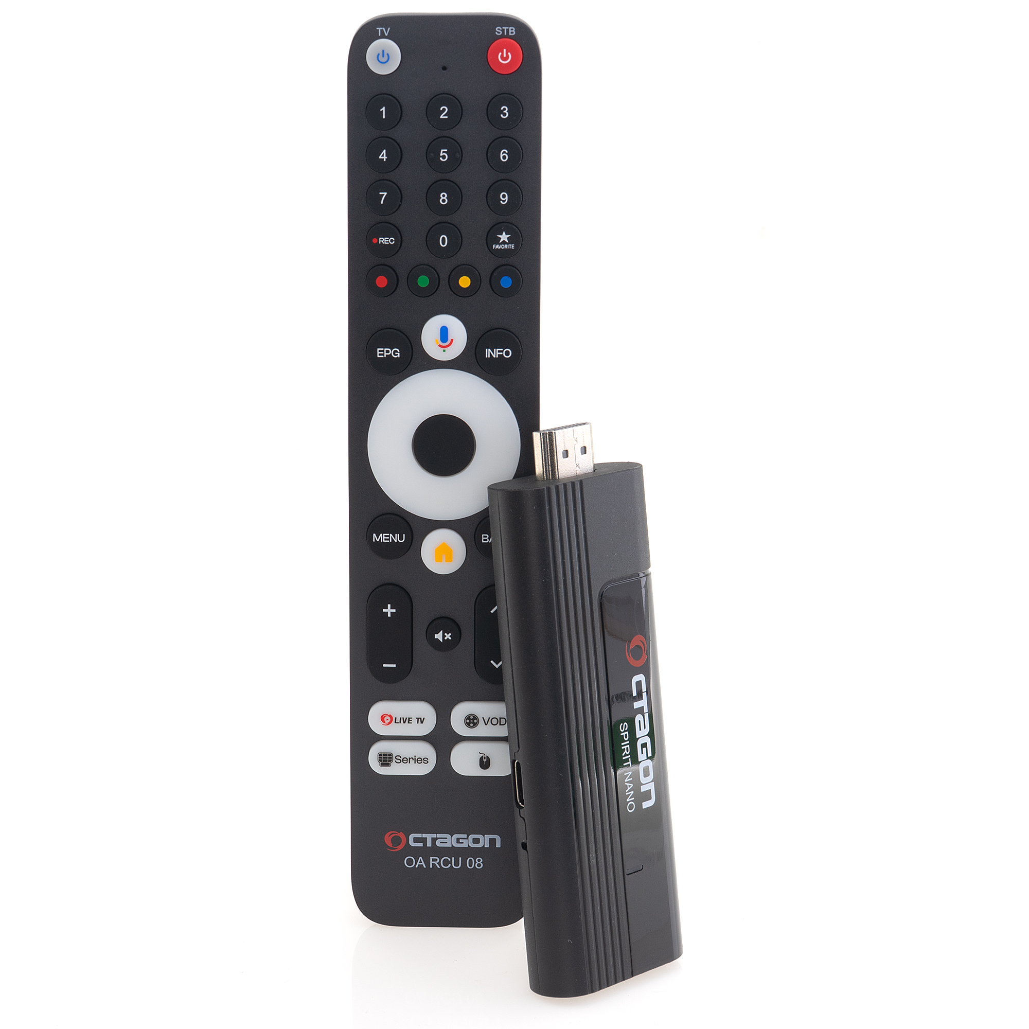 OCTAGON SPIRIT NANO 4K UHD Android Streaming Stick HDR10+ OTT MEDIA 5G WLAN BT RCU