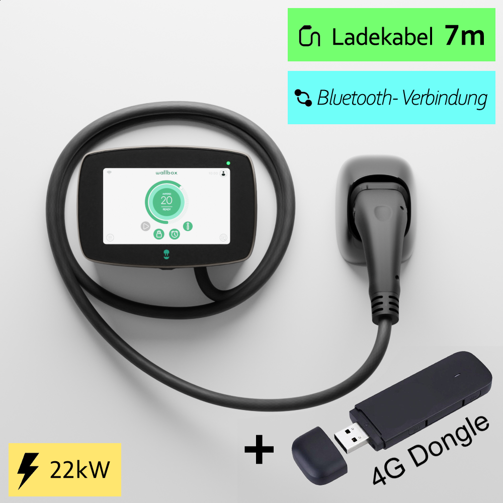 Wallbox Commander 2, 22 kW, 7m, schwarz + 4G Dongle (CMX2-M-2-4-K-002)