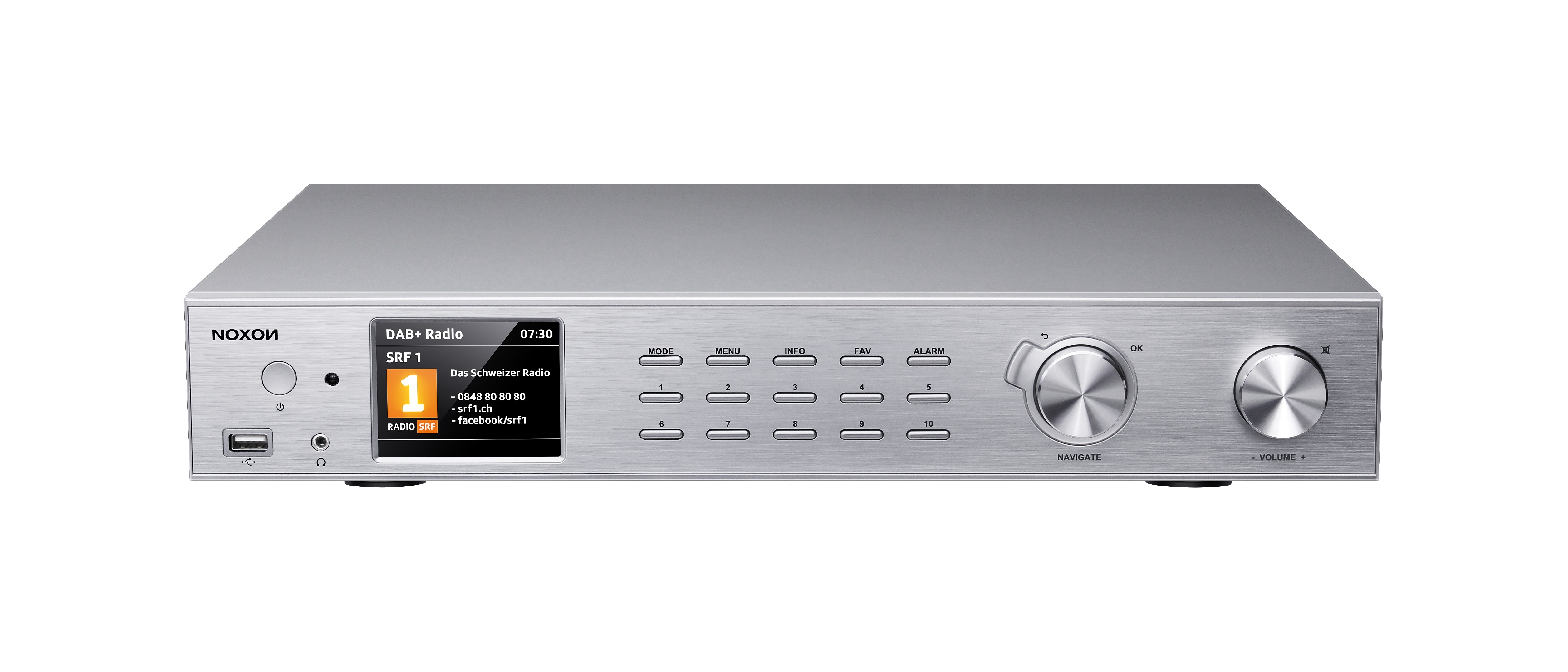 Noxon A 571 silber, Internetradio, DAB+, UKW Tuner, Spotify, Bluetooth, USB, LAN + WLAN