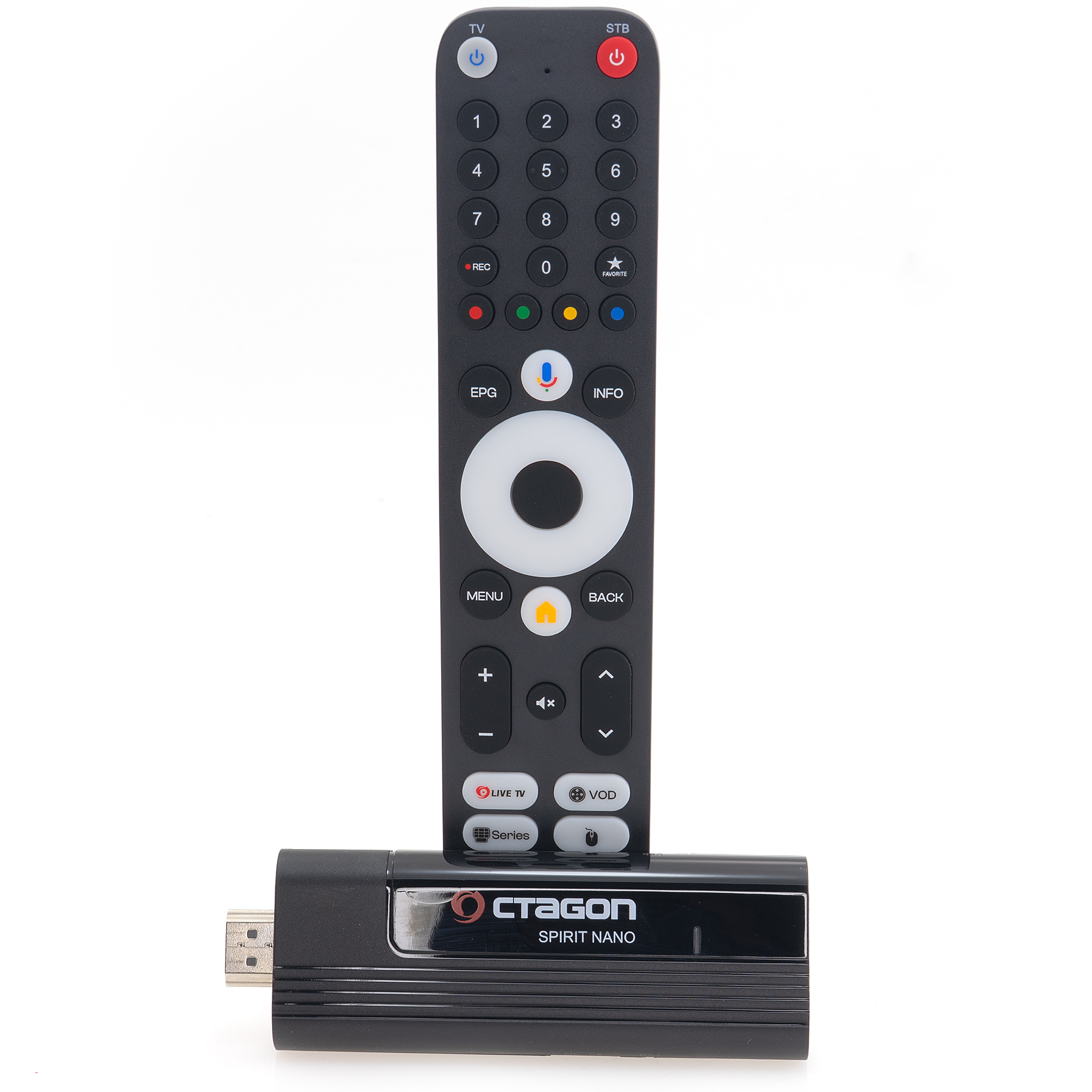 OCTAGON SPIRIT NANO 4K UHD Android Streaming Stick HDR10+ OTT MEDIA 5G WLAN BT RCU